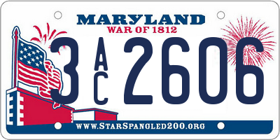 MD license plate 3AC2606