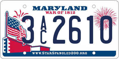 MD license plate 3AC2610