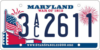 MD license plate 3AC2611