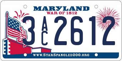 MD license plate 3AC2612