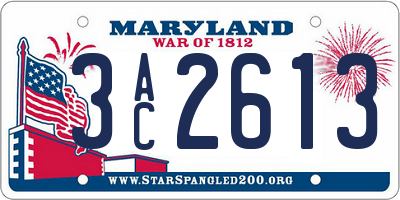 MD license plate 3AC2613