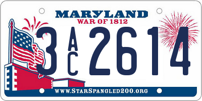 MD license plate 3AC2614