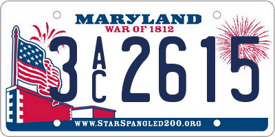 MD license plate 3AC2615