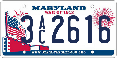 MD license plate 3AC2616