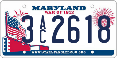 MD license plate 3AC2618