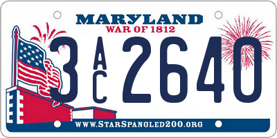 MD license plate 3AC2640