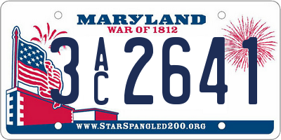 MD license plate 3AC2641