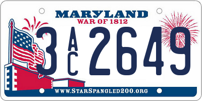 MD license plate 3AC2649