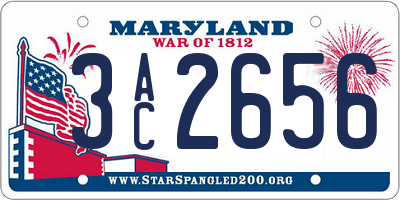 MD license plate 3AC2656
