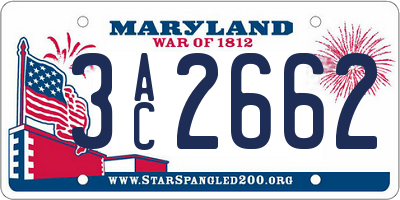 MD license plate 3AC2662