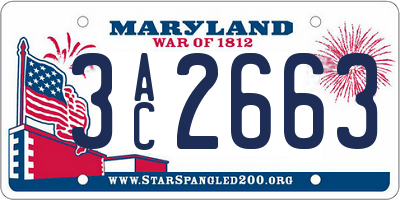 MD license plate 3AC2663