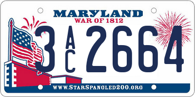 MD license plate 3AC2664