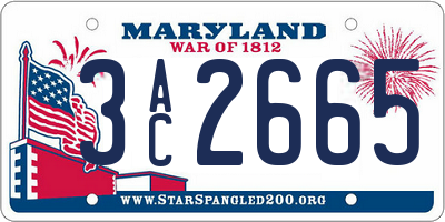 MD license plate 3AC2665
