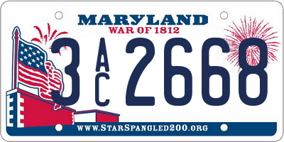 MD license plate 3AC2668