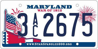 MD license plate 3AC2675