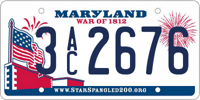 MD license plate 3AC2676