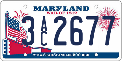 MD license plate 3AC2677