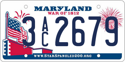 MD license plate 3AC2679
