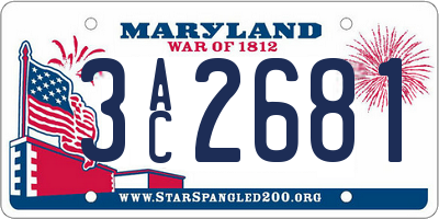 MD license plate 3AC2681