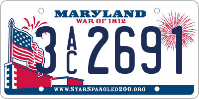 MD license plate 3AC2691