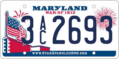 MD license plate 3AC2693