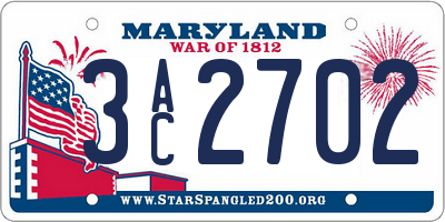 MD license plate 3AC2702