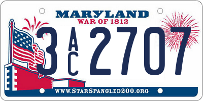 MD license plate 3AC2707