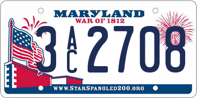 MD license plate 3AC2708