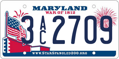 MD license plate 3AC2709
