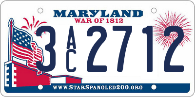 MD license plate 3AC2712