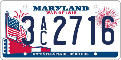 MD license plate 3AC2716