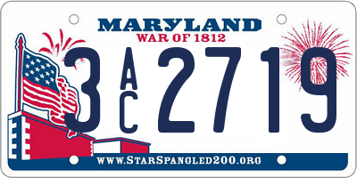 MD license plate 3AC2719