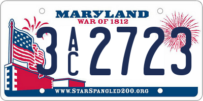 MD license plate 3AC2723