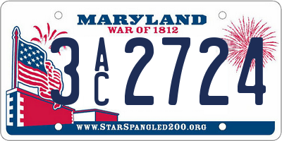 MD license plate 3AC2724