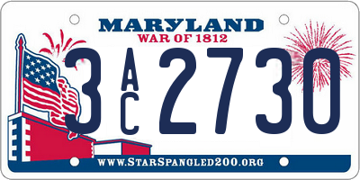 MD license plate 3AC2730