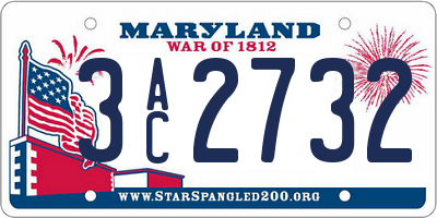 MD license plate 3AC2732