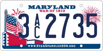 MD license plate 3AC2735