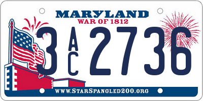 MD license plate 3AC2736