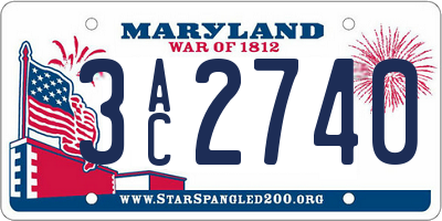 MD license plate 3AC2740