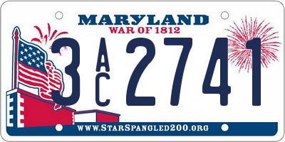 MD license plate 3AC2741