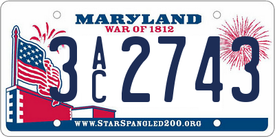 MD license plate 3AC2743