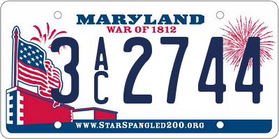 MD license plate 3AC2744