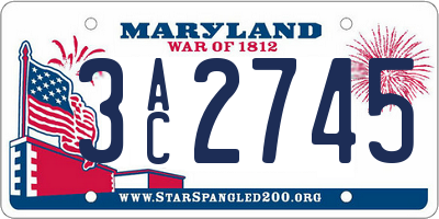 MD license plate 3AC2745