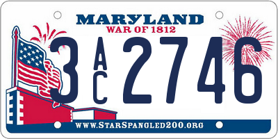 MD license plate 3AC2746