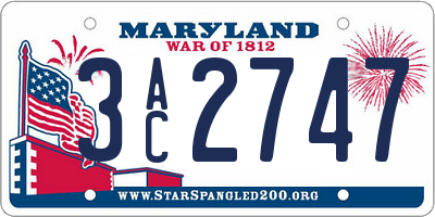 MD license plate 3AC2747