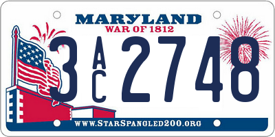 MD license plate 3AC2748