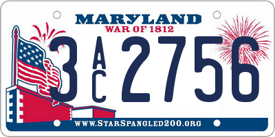 MD license plate 3AC2756