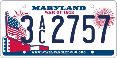MD license plate 3AC2757