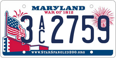 MD license plate 3AC2759