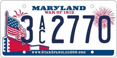 MD license plate 3AC2770